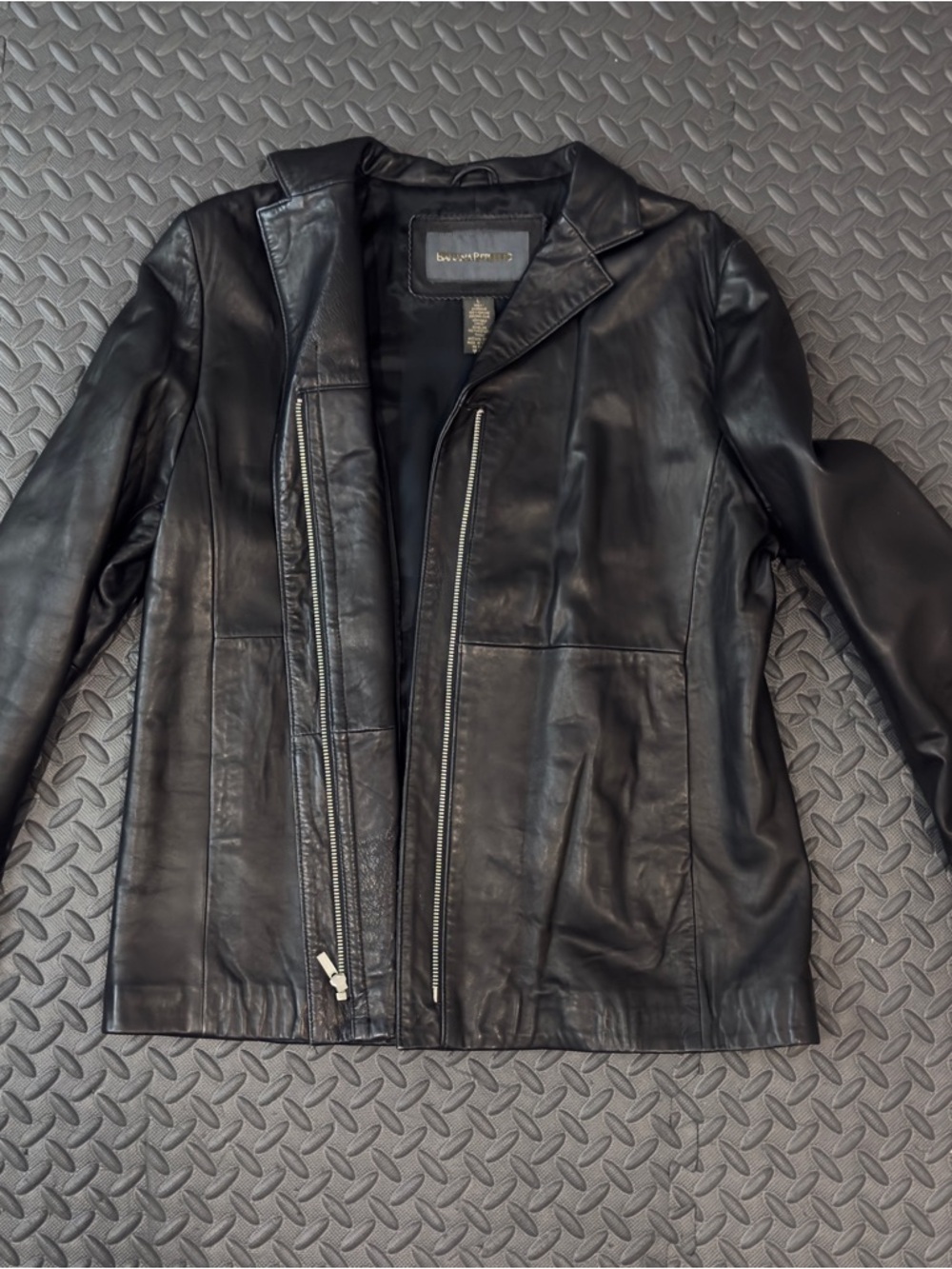 Banana Republic Vintage Women's Size Large Black Lambskin Leather Zip-Up Jacket